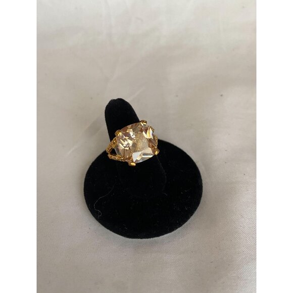 Lovely  yellow goldtone warm light amber color CZ ring size 6 - Picture 4 of 7